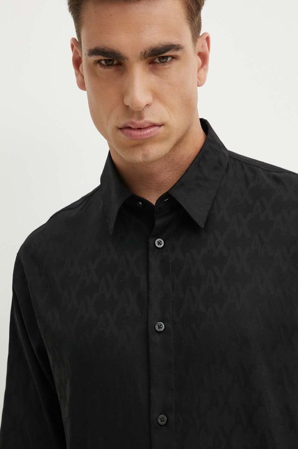 Armani Exchange Pamučna košulja Armani Exchange za muškarce, boja: crna, regular, s klasičnim ovratnikom, 6DZCL1 ZN5XZ