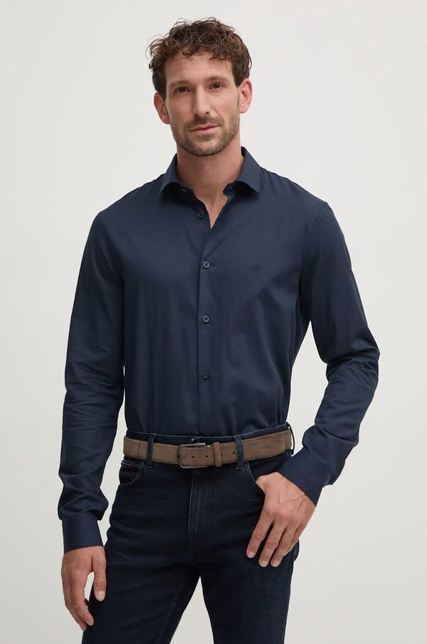 Armani Exchange Pamučna košulja Armani Exchange za muškarce, boja: tamno plava, regular, s talijanskim ovratnikom, 6DZC22 ZN5SZ