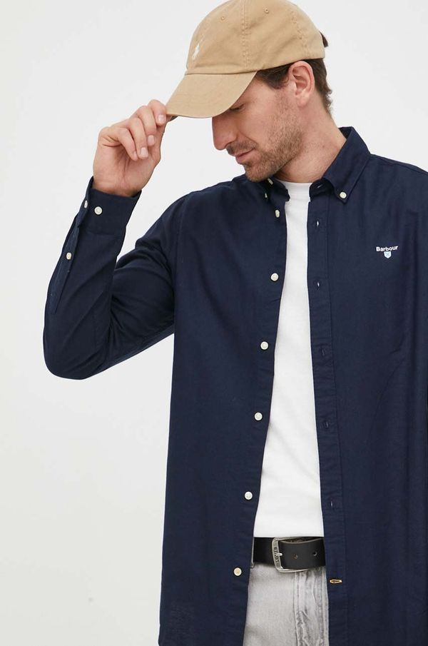 Barbour Pamučna košulja Barbour Oxtown za muškarce, boja: tamno plava, slim, s button-down ovratnikom