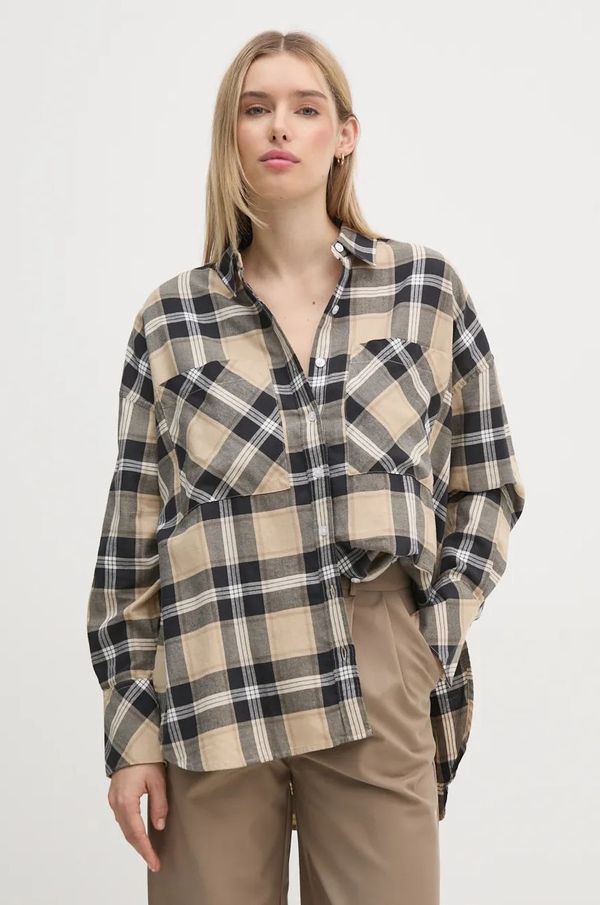 Barbour Pamučna košulja Barbour za žene, boja: bež, relaxed, s klasičnim ovratnikom, LSH1640