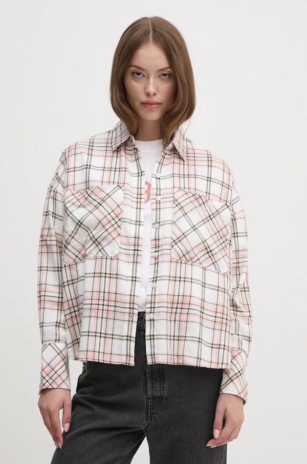 Barbour Pamučna košulja Barbour za žene, boja: ružičasta, relaxed, s klasičnim ovratnikom, LSH1635