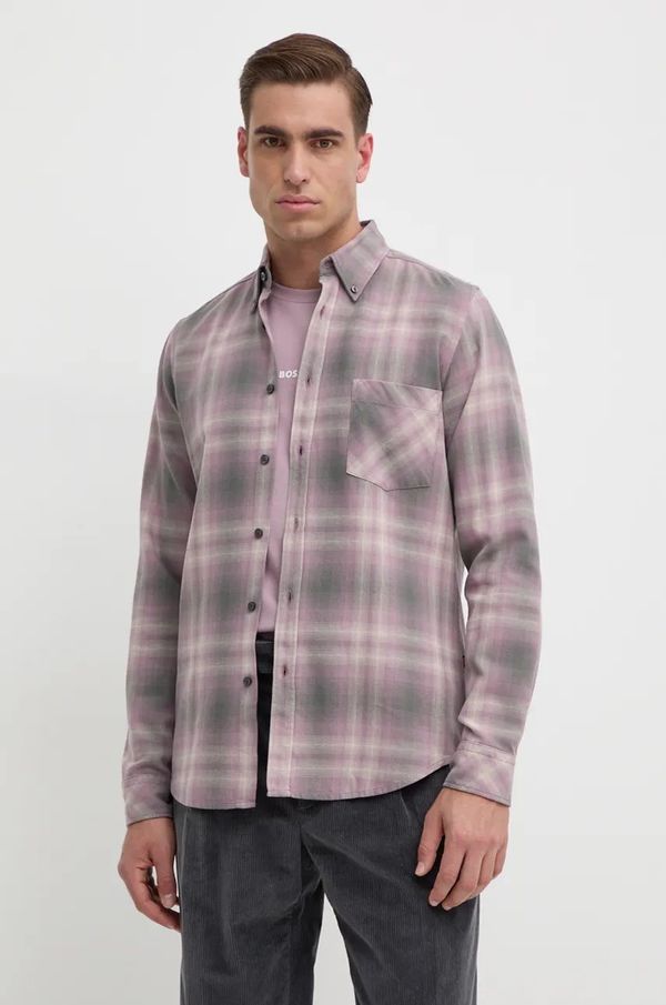 Boss Orange Pamučna košulja Boss Orange za muškarce, boja: ružičasta, regular, s button-down ovratnikom, 50524875