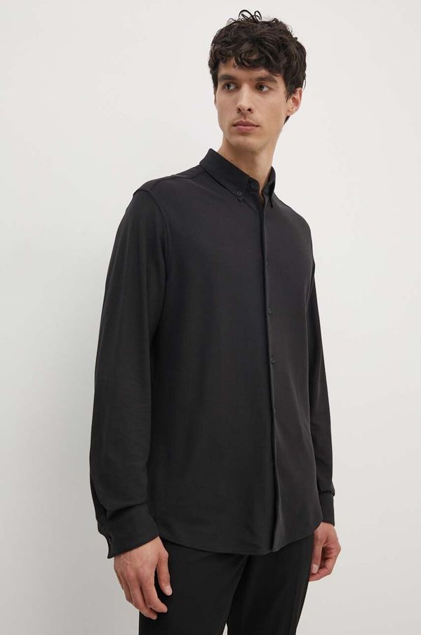 Calvin Klein Pamučna košulja Calvin Klein za muškarce, boja: crna, regular, s button-down ovratnikom, K10K113311