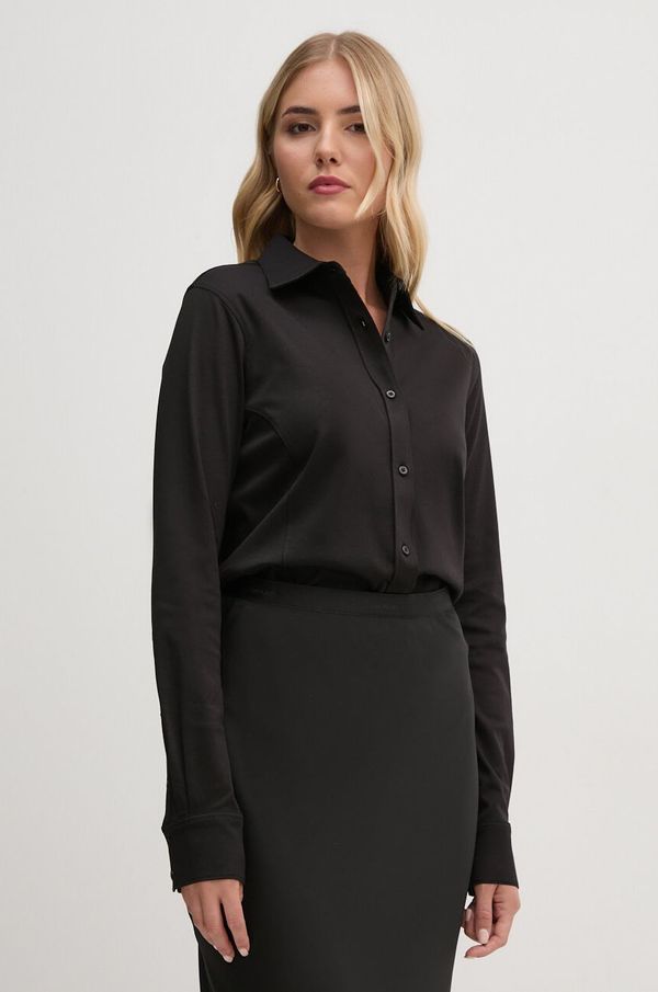 Calvin Klein Pamučna košulja Calvin Klein za žene, boja: crna, regular, s klasičnim ovratnikom, K20K207622