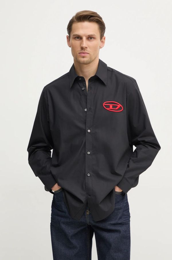 Diesel Pamučna košulja Diesel S-SIMPLY-D SHIRT za muškarce, boja: crna, regular, s klasičnim ovratnikom, A14634.0PCAL
