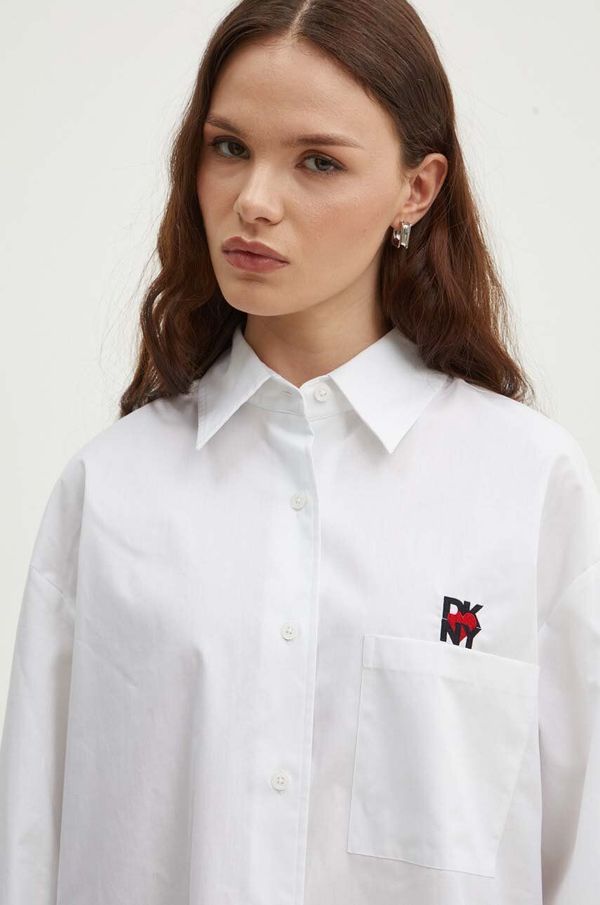 DKNY Pamučna košulja Dkny HEART OF NY za žene, boja: bijela, relaxed, s klasičnim ovratnikom, D2B4A103
