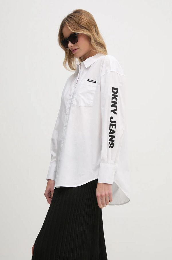 DKNY Pamučna košulja Dkny za žene, boja: crna, relaxed, s klasičnim ovratnikom, E31M1RDM