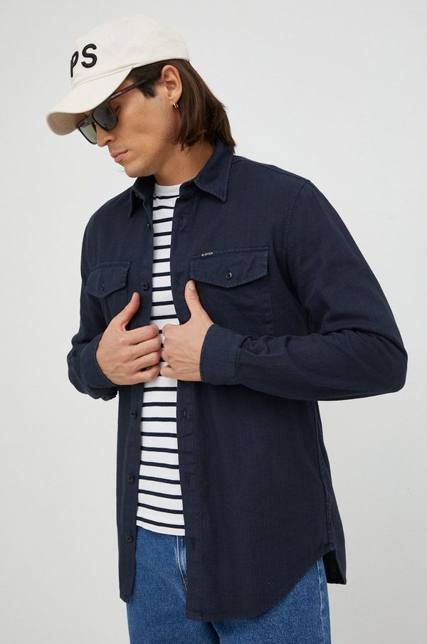 G-Star Raw Pamučna košulja G-Star Raw za muškarce, slim, s klasičnim ovratnikom