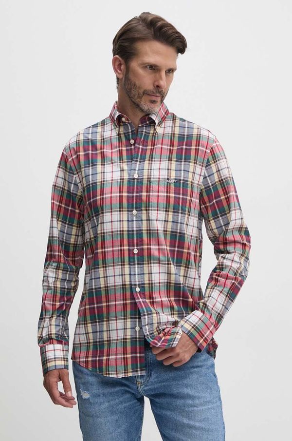 Gant Pamučna košulja Gant za muškarce, boja: crvena, regular, s button-down ovratnikom, 3240165