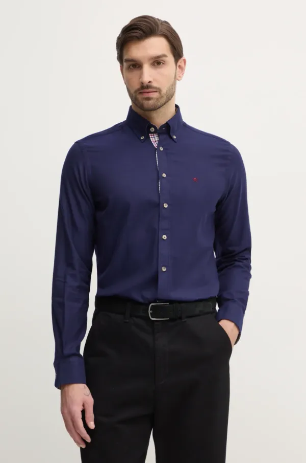 Hackett London Pamučna košulja Hackett London za muškarce, boja: tamno plava, regular, s button-down ovratnikom, HM3010065