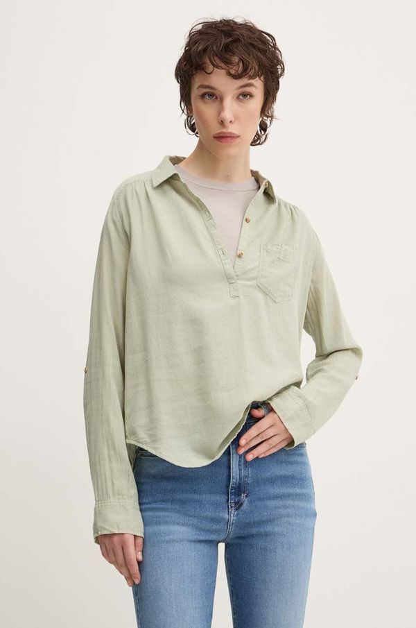 Hollister Co. Pamučna košulja Hollister Co. za žene, boja: zelena, regular, s klasičnim ovratnikom, KI340-3262