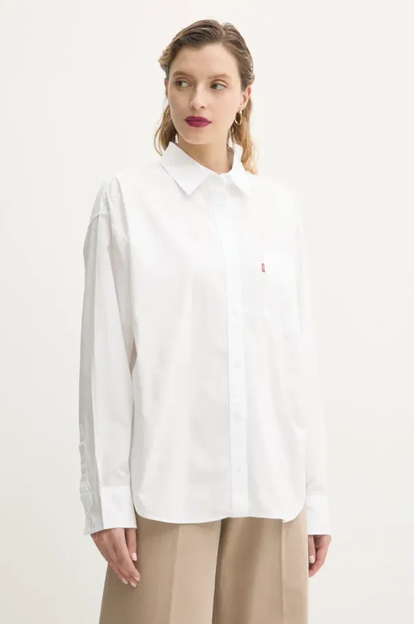 Levi's Pamučna košulja Levi's HARLIE NEW BF SHIRT za žene, boja: bijela, relaxed, s klasičnim ovratnikom, 001HM