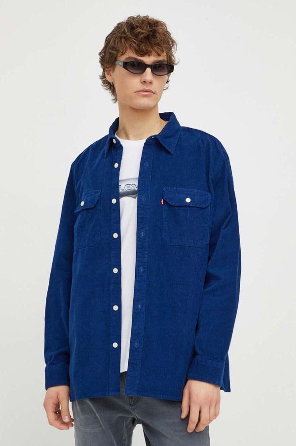 Levi's Pamučna košulja Levi's za muškarce, boja: tamno plava, relaxed, s klasičnim ovratnikom