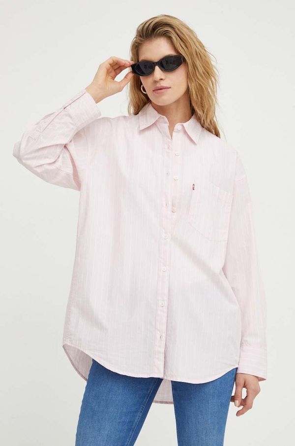 Levi's Pamučna košulja Levi's za žene, boja: ružičasta, relaxed, s klasičnim ovratnikom
