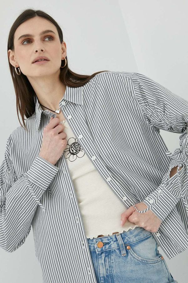 Levi's Pamučna košulja Levi's za žene, boja: siva, relaxed, s klasičnim ovratnikom