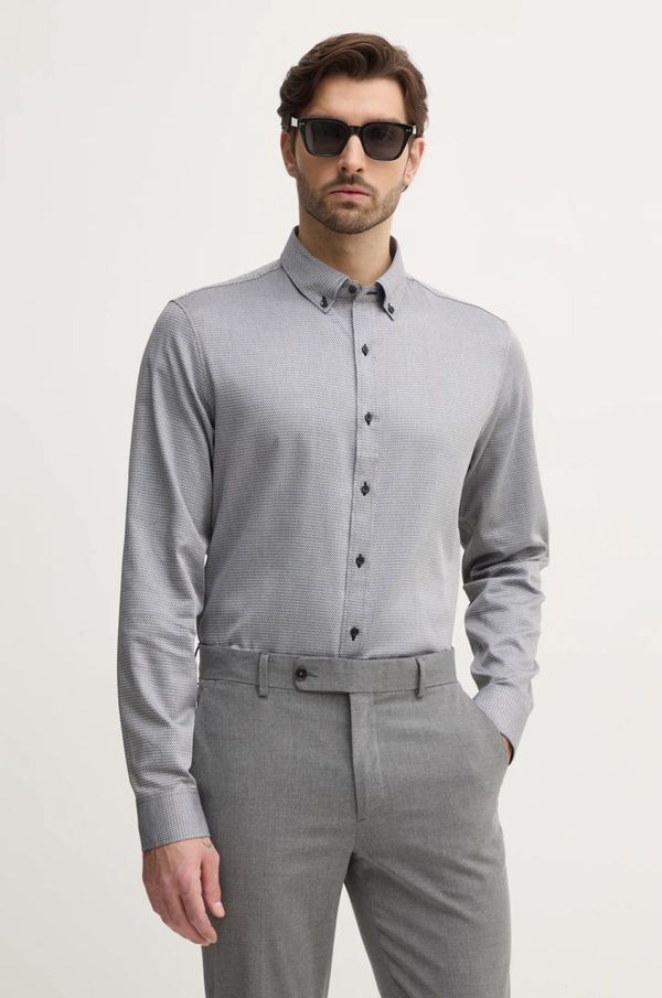 Michael Kors Pamučna košulja Michael Kors za muškarce, boja: crna, slim, s button-down ovratnikom, CR5400HGXG
