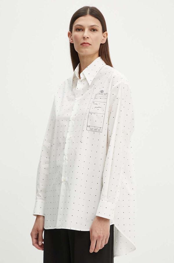 MM6 Maison Margiela Pamučna košulja MM6 Maison Margiela za žene, boja: bijela, relaxed, s klasičnim ovratnikom, S52DT0014
