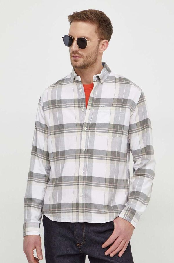 Pepe Jeans Pamučna košulja Pepe Jeans za muškarce, boja: bijela, regular, s button-down ovratnikom