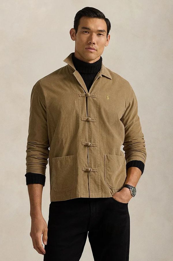 Polo Ralph Lauren Pamučna košulja Polo Ralph Lauren za muškarce, boja: bež, regular, s klasičnim ovratnikom, 710961267