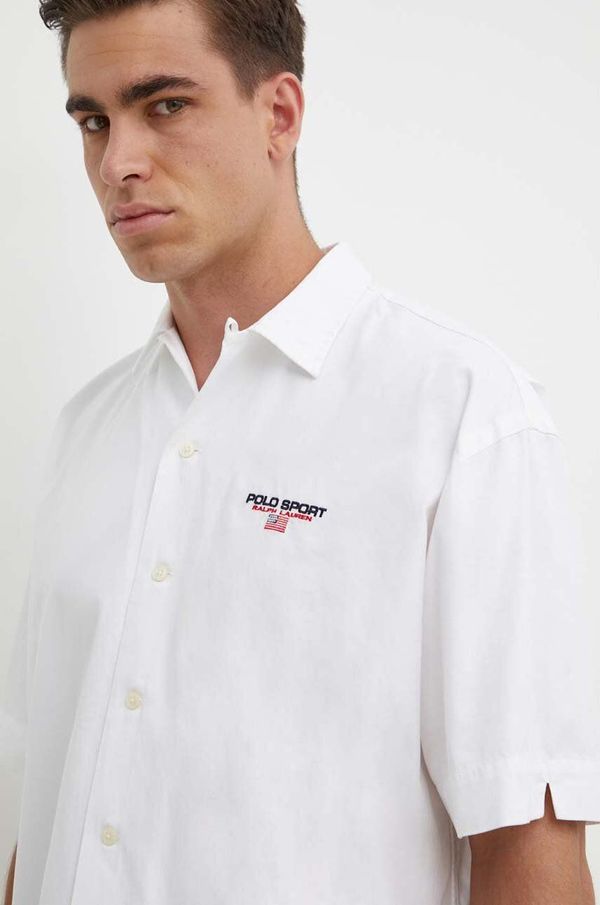 Polo Ralph Lauren Pamučna košulja Polo Ralph Lauren za muškarce, boja: bijela, relaxed, s klasičnim ovratnikom, 710945727