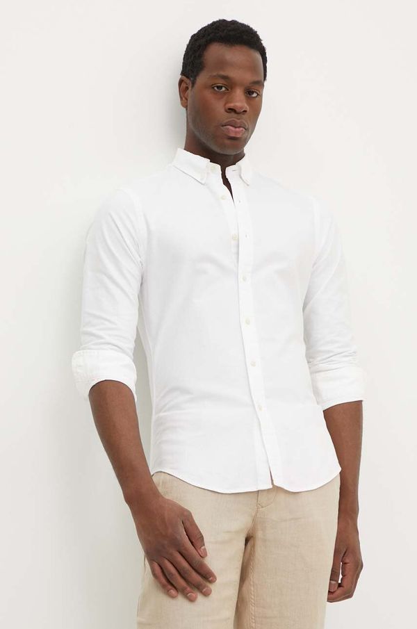 Polo Ralph Lauren Pamučna košulja Polo Ralph Lauren za muškarce, boja: bijela, slim, s button-down ovratnikom, 710674095002