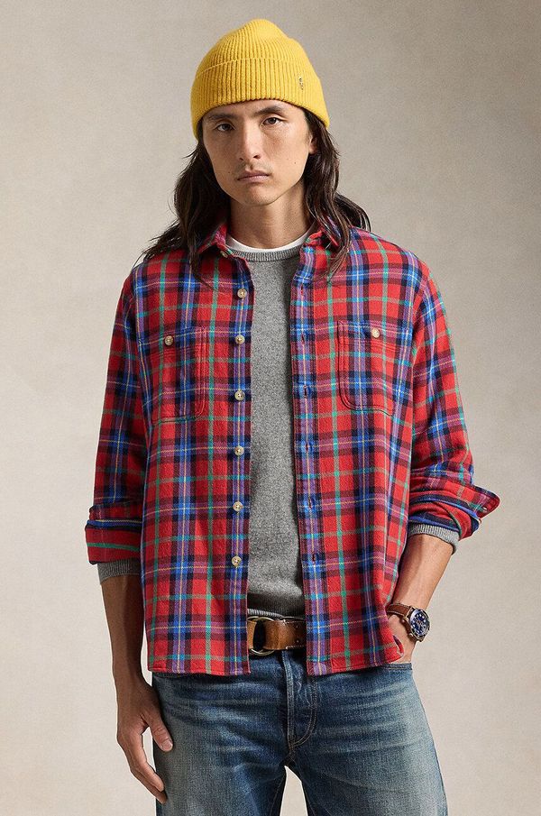 Polo Ralph Lauren Pamučna košulja Polo Ralph Lauren za muškarce, boja: crvena, regular, s klasičnim ovratnikom, 710951167