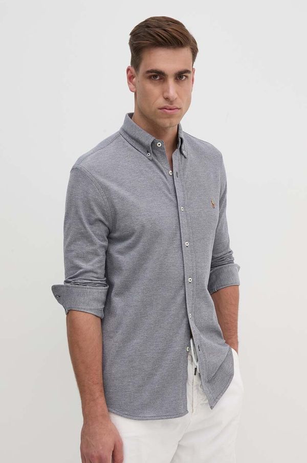 Polo Ralph Lauren Pamučna košulja Polo Ralph Lauren za muškarce, boja: tamno plava, regular, s button-down ovratnikom, 710932545
