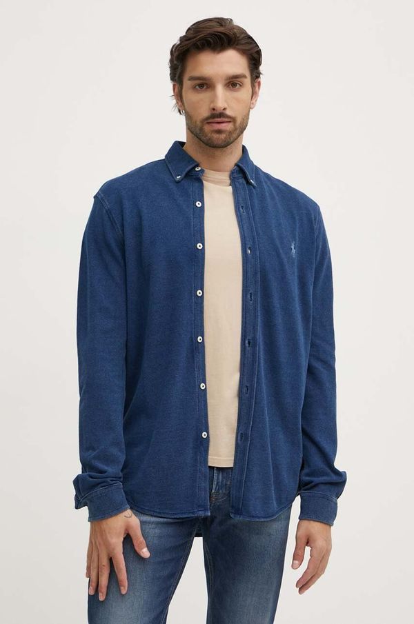 Polo Ralph Lauren Pamučna košulja Polo Ralph Lauren za muškarce, boja: tamno plava, regular, s button-down ovratnikom, 710942864