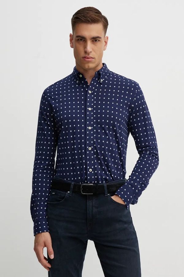 Polo Ralph Lauren Pamučna košulja Polo Ralph Lauren za muškarce, boja: tamno plava, slim, s button-down ovratnikom, 710951941