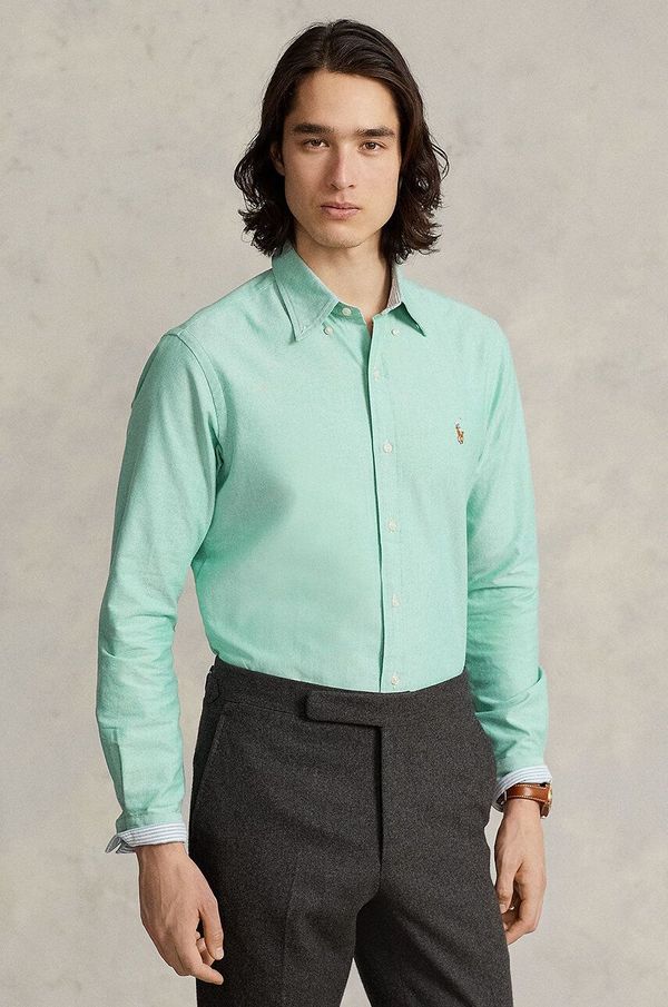 Polo Ralph Lauren Pamučna košulja Polo Ralph Lauren za muškarce, boja: zelena, slim, s button-down ovratnikom, 710852742