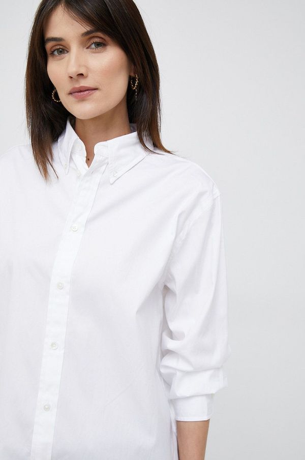 Polo Ralph Lauren Pamučna košulja Polo Ralph Lauren za žene, boja: bijela, relaxed, s klasičnim ovratnikom