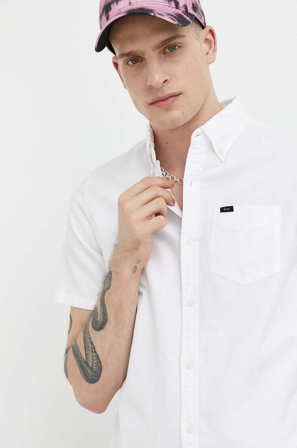 Superdry Pamučna košulja Superdry za muškarce, boja: bijela, regular, o button-down ovratnikom