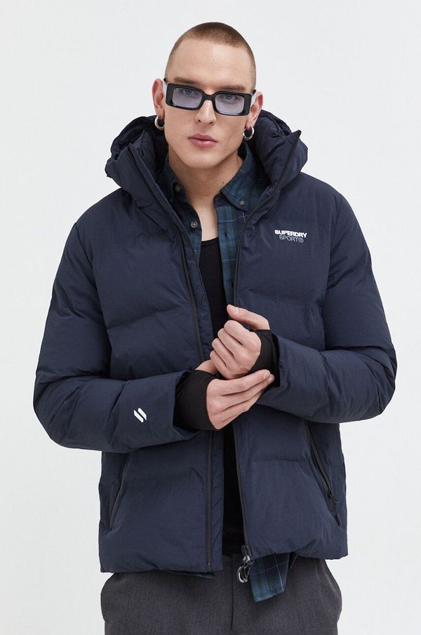 Superdry Pamučna košulja Superdry za muškarce, boja: tamno plava, regular, s klasičnim ovratnikom