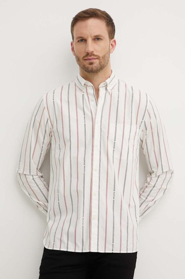 Tommy Hilfiger Pamučna košulja Tommy Hilfiger za muškarce, boja: bijela, regular, s button-down ovratnikom, MW0MW35765