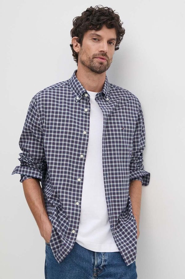 Tommy Hilfiger Pamučna košulja Tommy Hilfiger za muškarce, boja: bordo, regular, s button-down ovratnikom, MW0MW37363