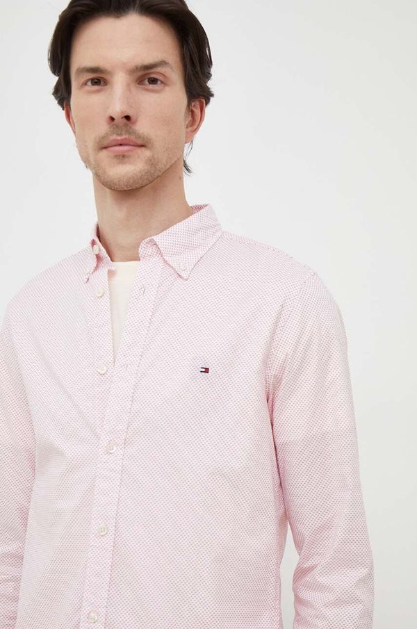 Tommy Hilfiger Pamučna košulja Tommy Hilfiger za muškarce, boja: crvena, slim, s button-down ovratnikom, MW0MW33762