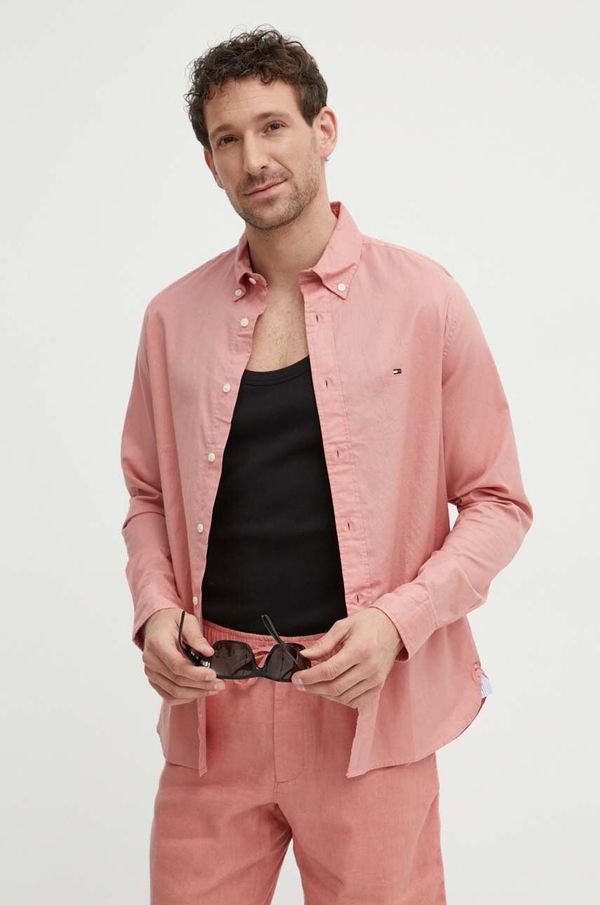 Tommy Hilfiger Pamučna košulja Tommy Hilfiger za muškarce, boja: ružičasta, regular, s button-down ovratnikom, MW0MW30934