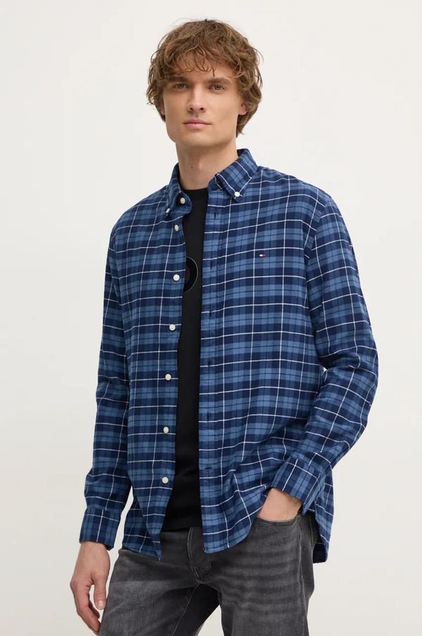 Tommy Hilfiger Pamučna košulja Tommy Hilfiger za muškarce, boja: tamno plava, regular, s button-down ovratnikom, MW0MW37207