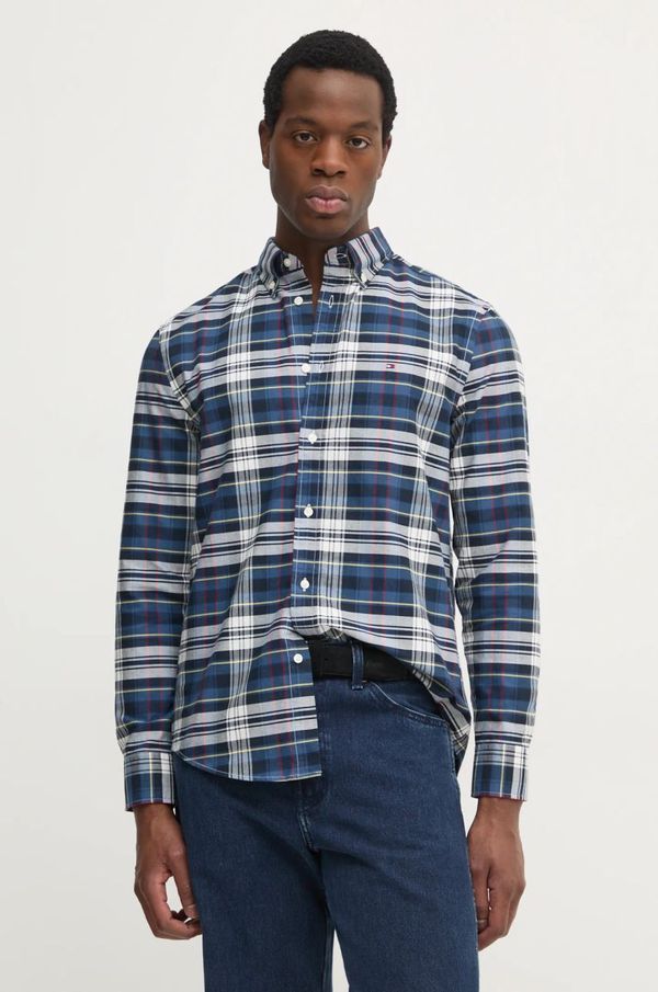Tommy Hilfiger Pamučna košulja Tommy Hilfiger za muškarce, boja: tamno plava, regular, s button-down ovratnikom, MW0MW37566