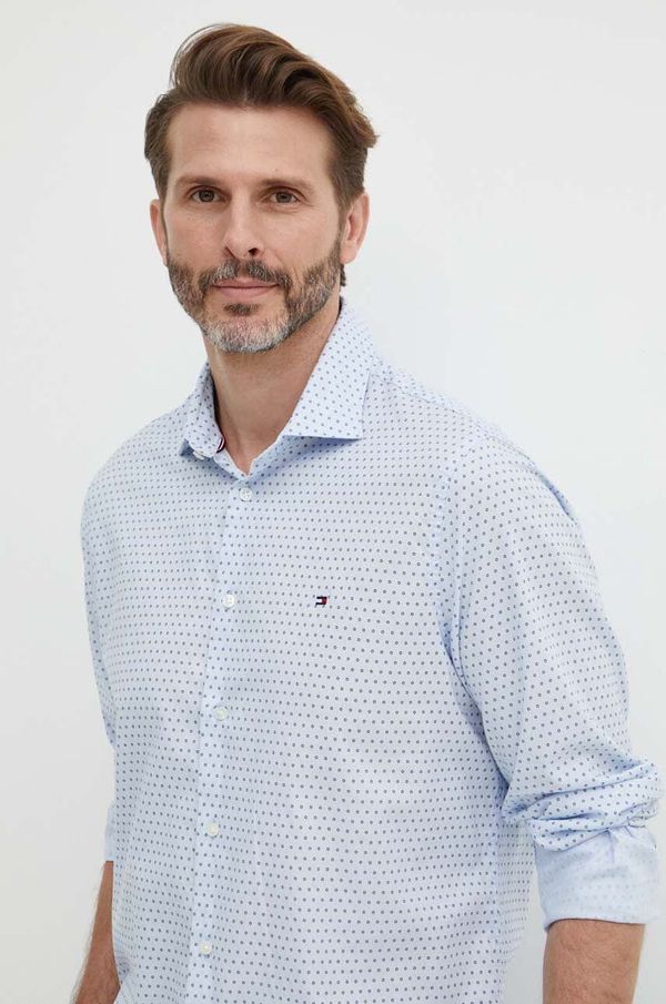 Tommy Hilfiger Pamučna košulja Tommy Hilfiger za muškarce, slim, s klasičnim ovratnikom, MW0MW34649