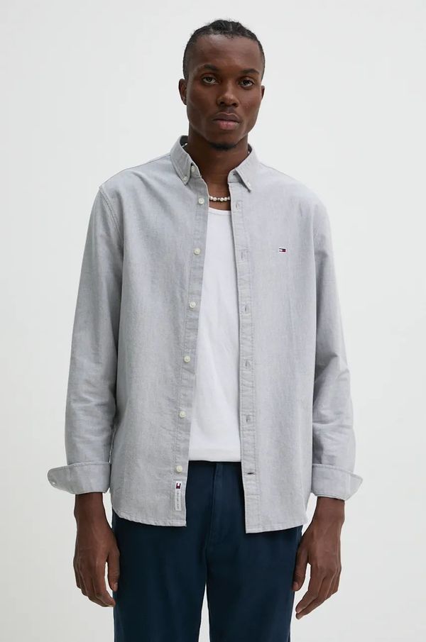 Tommy Jeans Pamučna košulja Tommy Jeans za muškarce, boja: bijela, regular, s button-down ovratnikom, DM0DM19134
