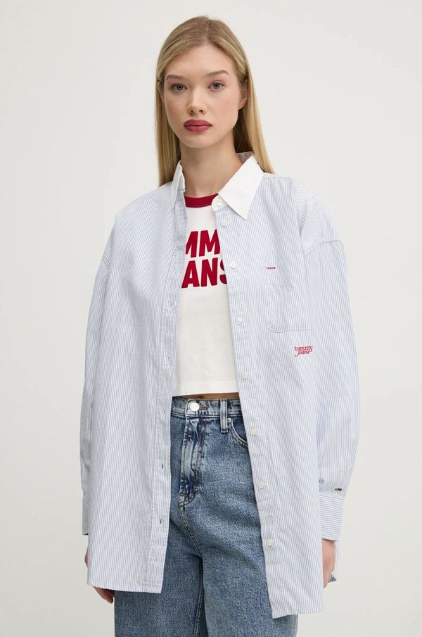 Tommy Jeans Pamučna košulja Tommy Jeans za žene, relaxed, s klasičnim ovratnikom, DW0DW20209