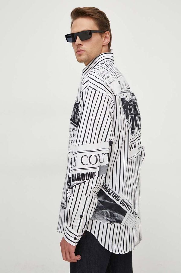 Versace Jeans Couture Pamučna košulja Versace Jeans Couture za muškarce, boja: bijela, relaxed, s klasičnim ovratnikom
