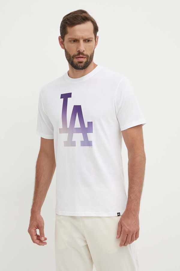 47 brand Pamučna majica 47 brand MLB Los Angeles Dodgers za muškarce, boja: bijela, s tiskom, BB012TEMECH618800WW