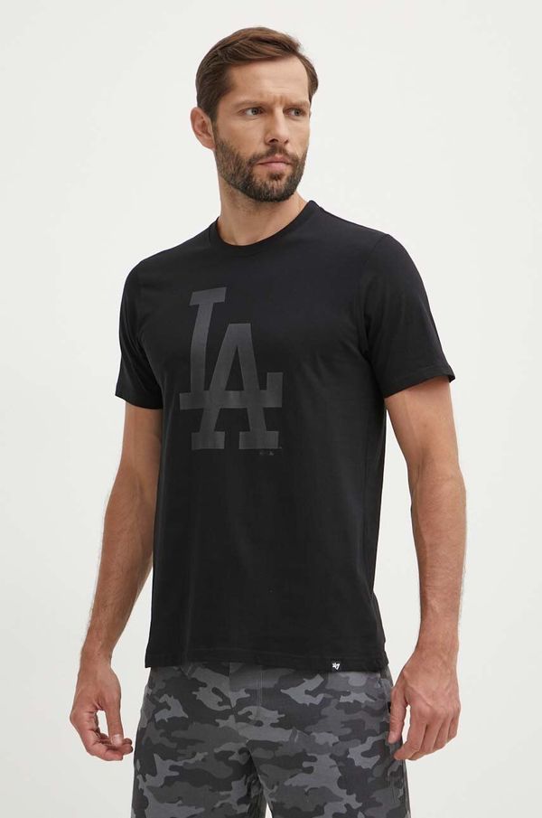 47 brand Pamučna majica 47 brand MLB Los Angeles Dodgers za muškarce, boja: crna, s tiskom, BB012TEMIME601215JK