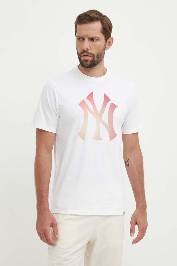 47 brand Pamučna majica 47 brand MLB New York Yankees za muškarce, boja: bijela, s tiskom, BB017TEMECH618798WW