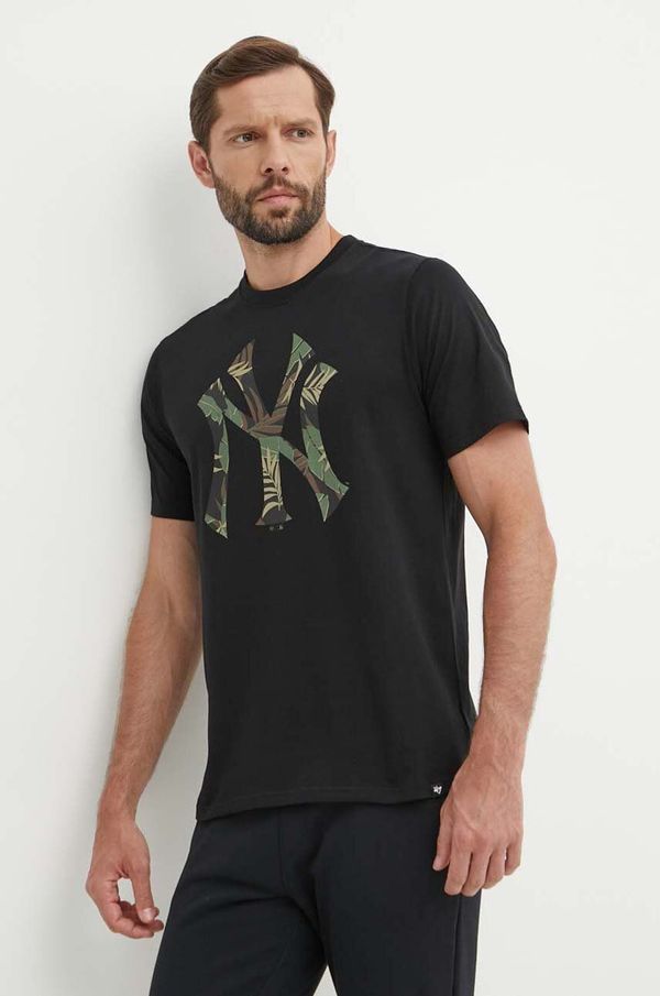 47 brand Pamučna majica 47 brand MLB New York Yankees za muškarce, boja: crna, s tiskom, BB017TEMECH610489JK