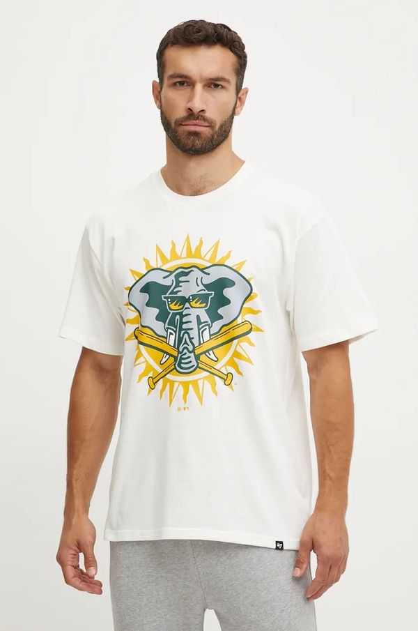 47 brand Pamučna majica 47 brand MLB Oakland Athletics za muškarce, boja: bež, s tiskom, BC018TMYIHQ634063SS