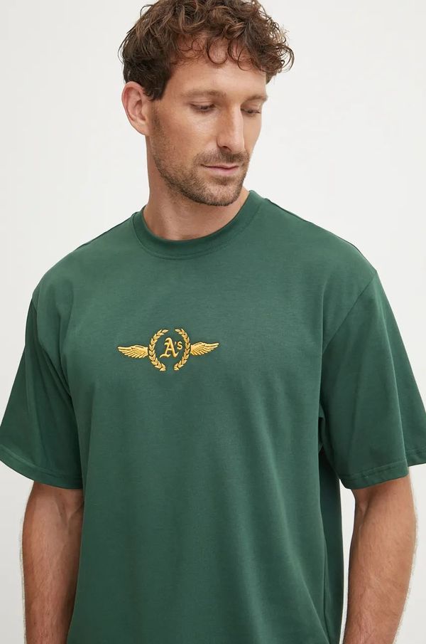 47 brand Pamučna majica 47 brand MLB Oakland Athletics za muškarce, boja: zelena, s aplikacijom, BB018TMQOGU620782DG