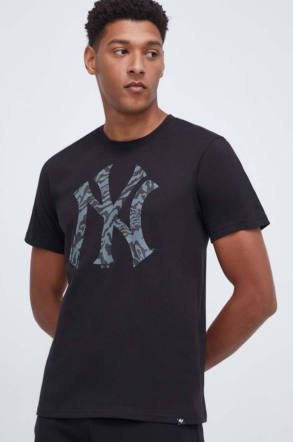 47brand Pamučna majica 47brand MLB New York Yankees za muškarce, boja: crna, s tiskom